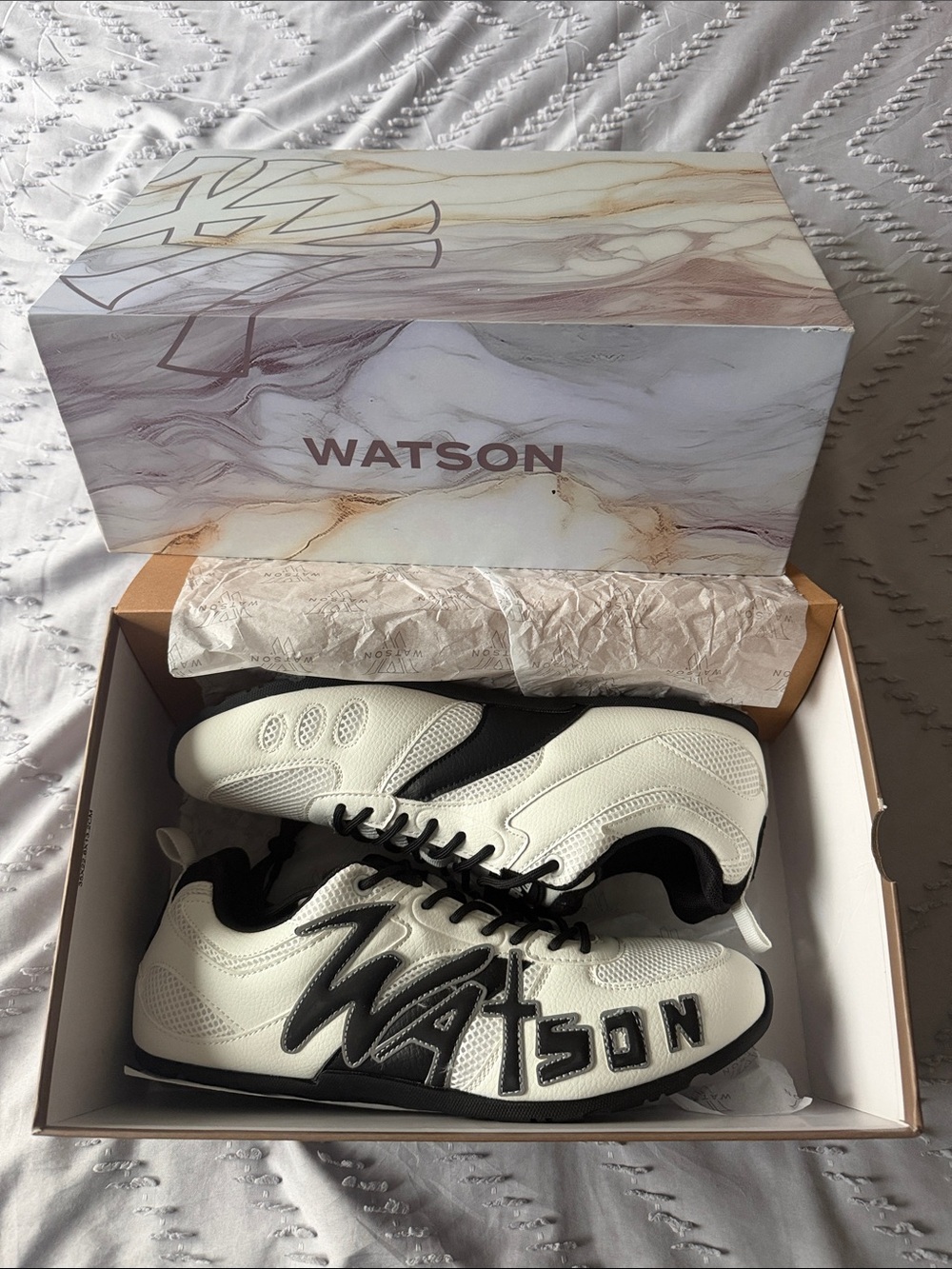 Watson Men’s Athletic Shoes in White and Black